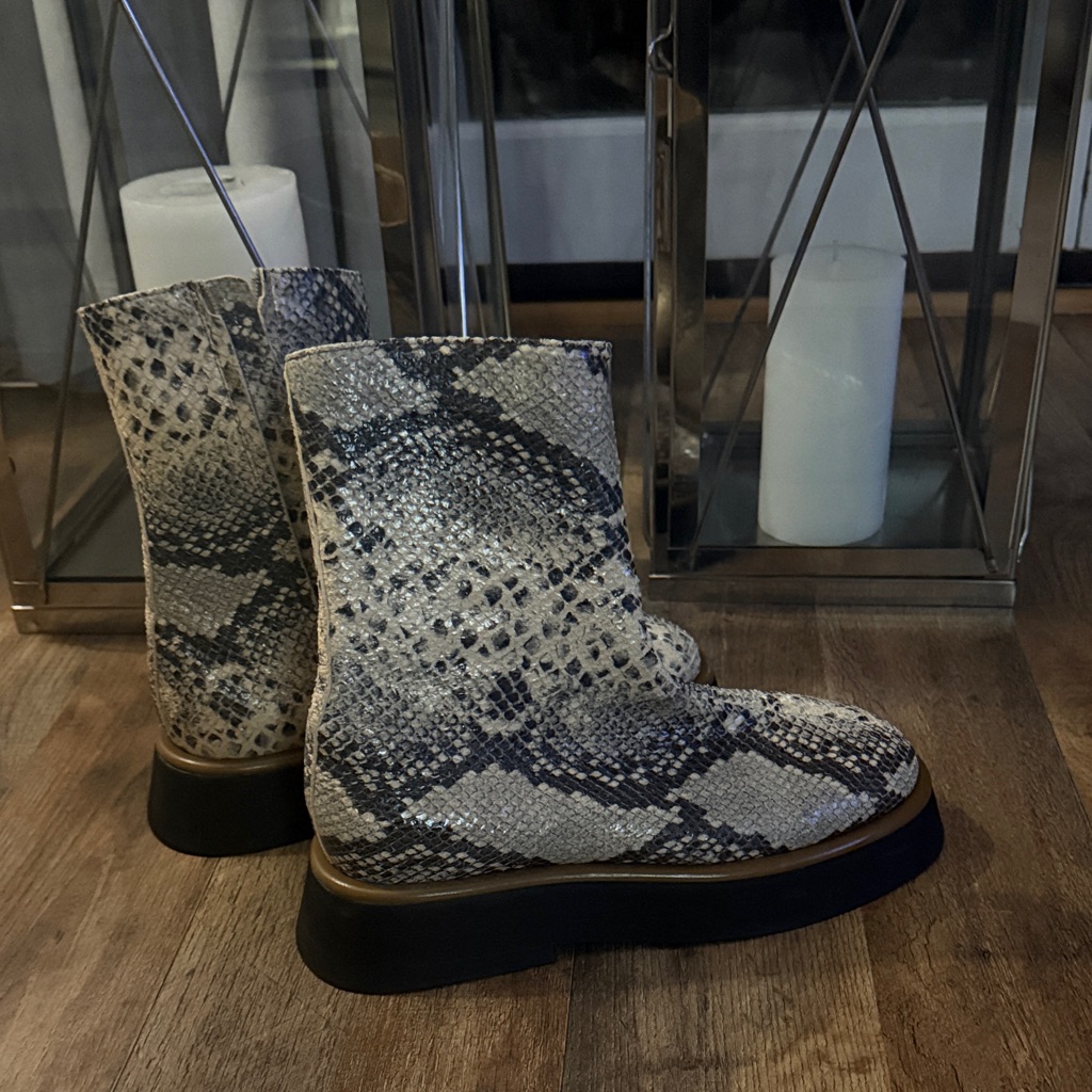 Wandler Rosa Snake- Effect Leather Ankle Boots In Animal Print